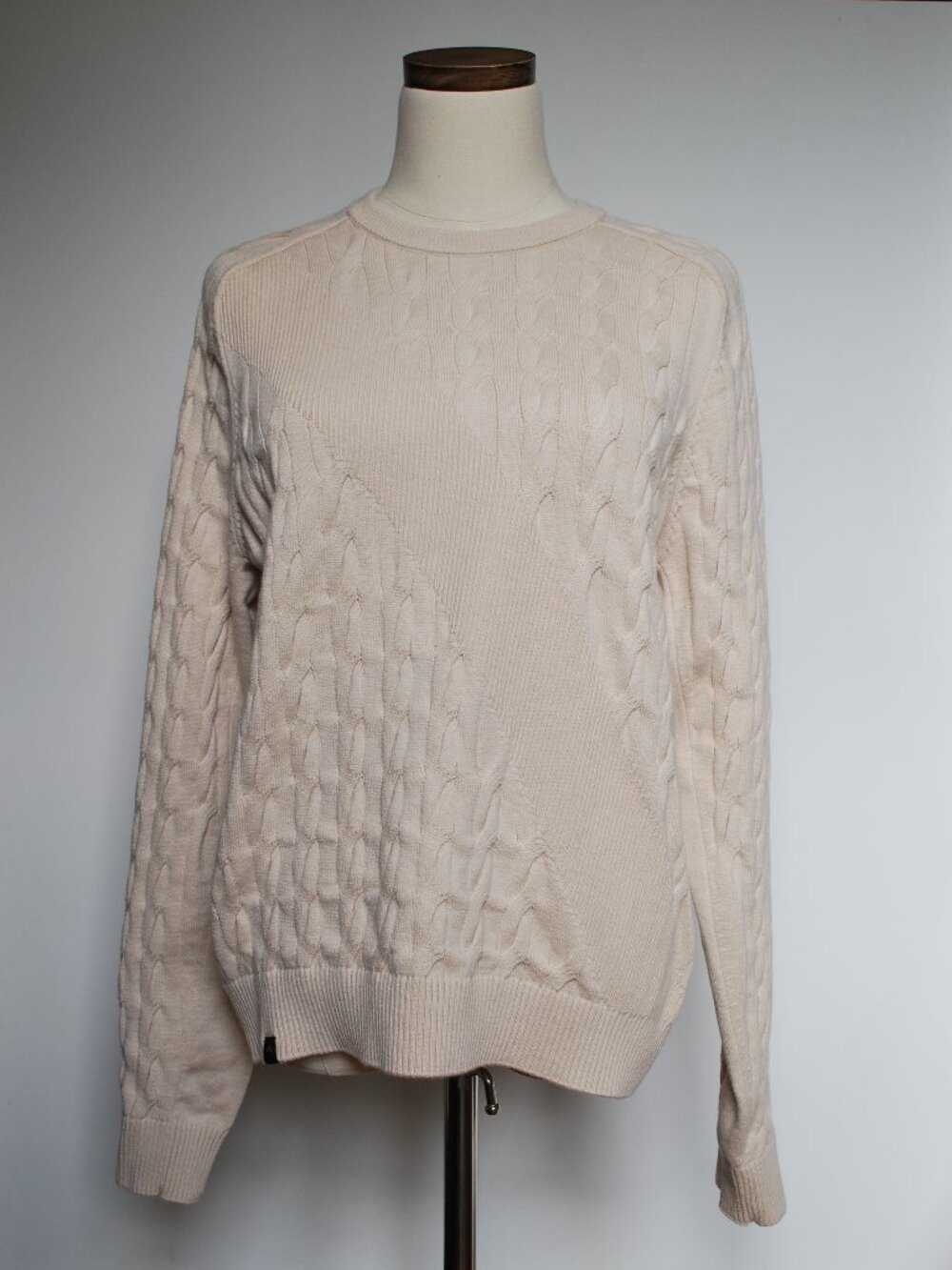 Tracksmith Prospect Sweater Cable Knit Cotton- Merino Wool | Tan | Large
